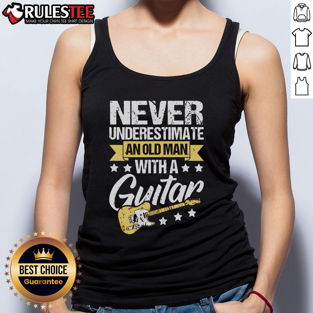 Awesome Never Underestimate An Old Man With A Guitar T-Shirt - Image 4