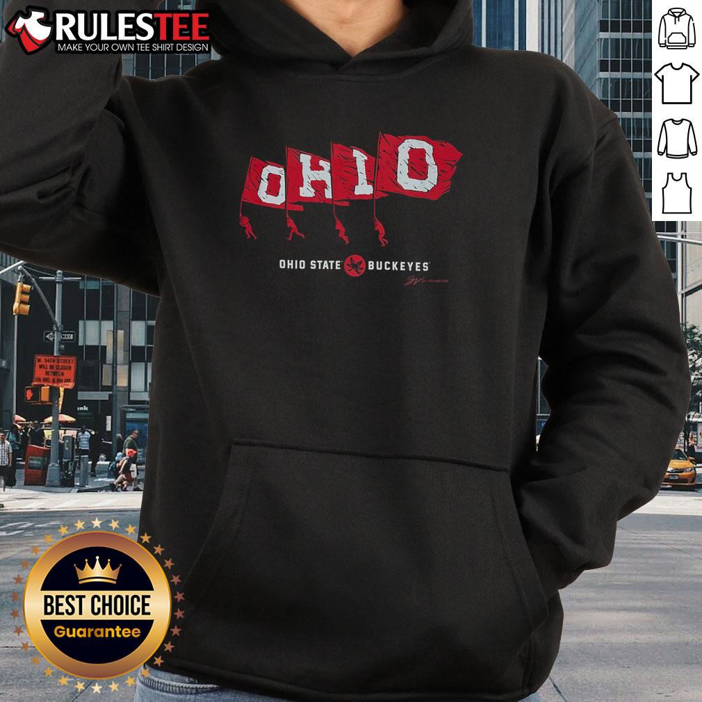 Awesome OH-IO Ohio State Buckeyes Flags T-Shirt - Image 2