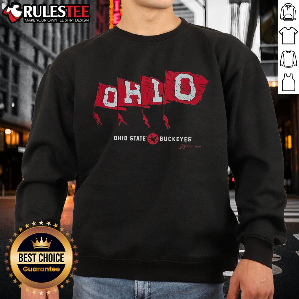 Awesome OH-IO Ohio State Buckeyes Flags T-Shirt - Image 5