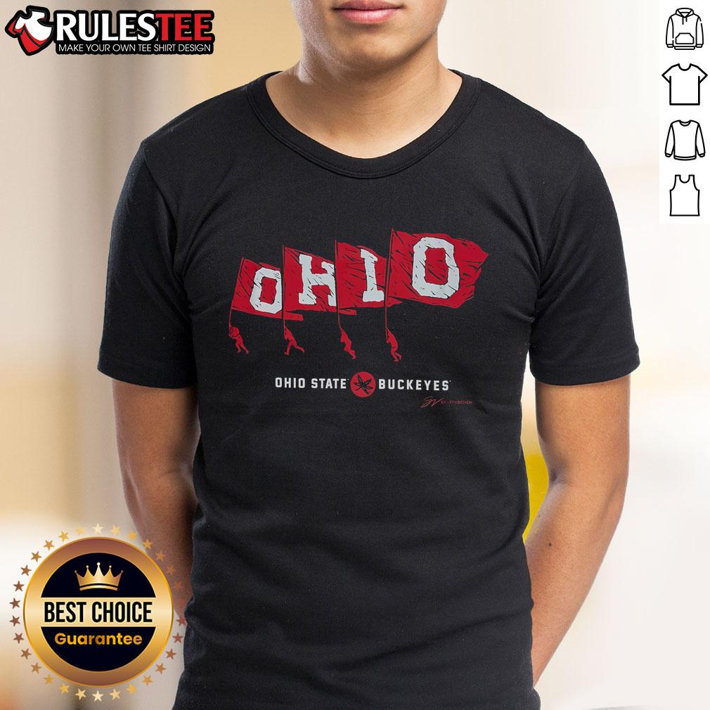 Awesome OH-IO Ohio State Buckeyes Flags T-Shirt