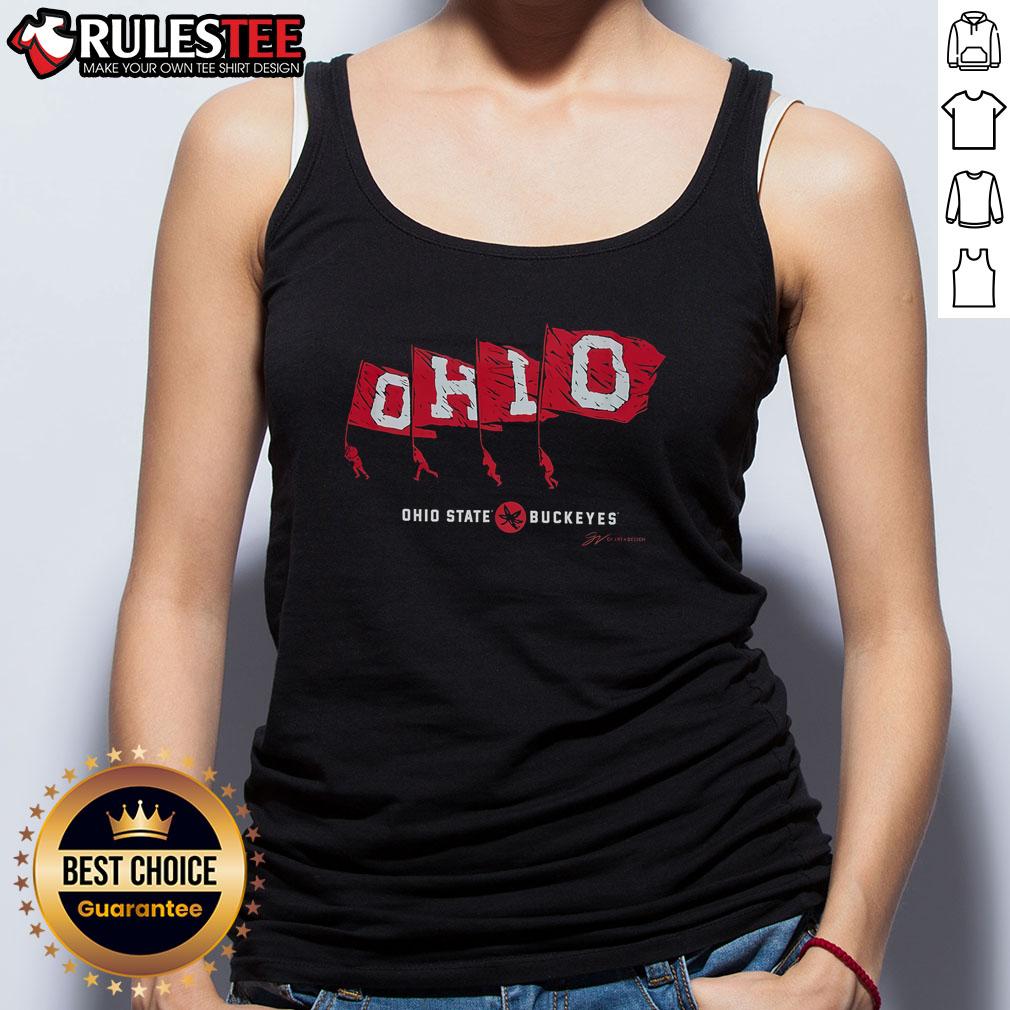 Awesome OH-IO Ohio State Buckeyes Flags T-Shirt - Image 4