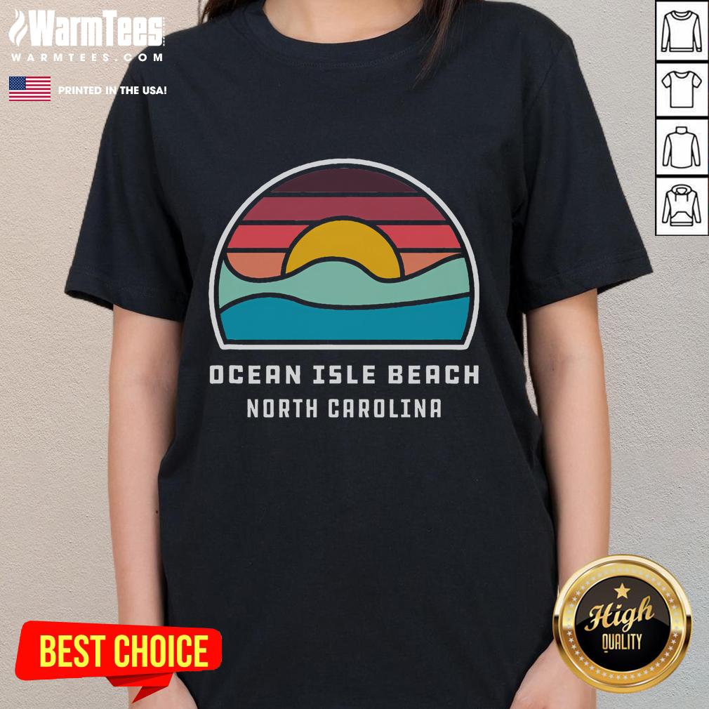 Awesome Ocean Isle Beach North Carolina Retro Ocean Wave Sunset T-Shirt - Image 3
