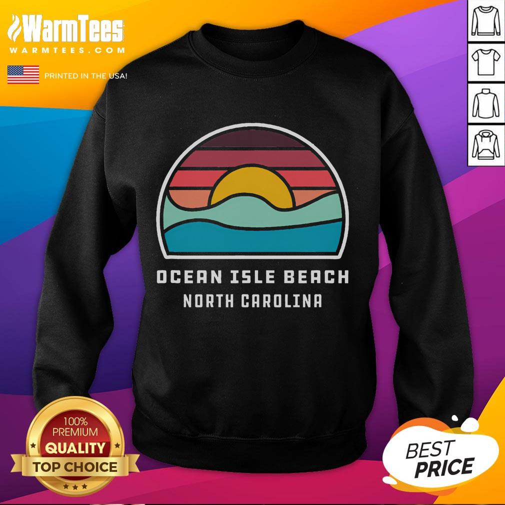 Awesome Ocean Isle Beach North Carolina Retro Ocean Wave Sunset T-Shirt - Image 5