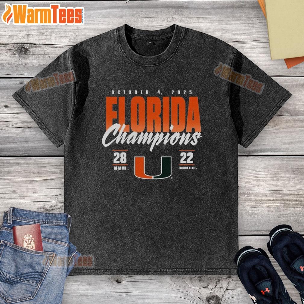 Awesome Official Miami Hurricanes Vs. Florida State Seminoles 2025 State Champions Score T-Shirt - Image 6
