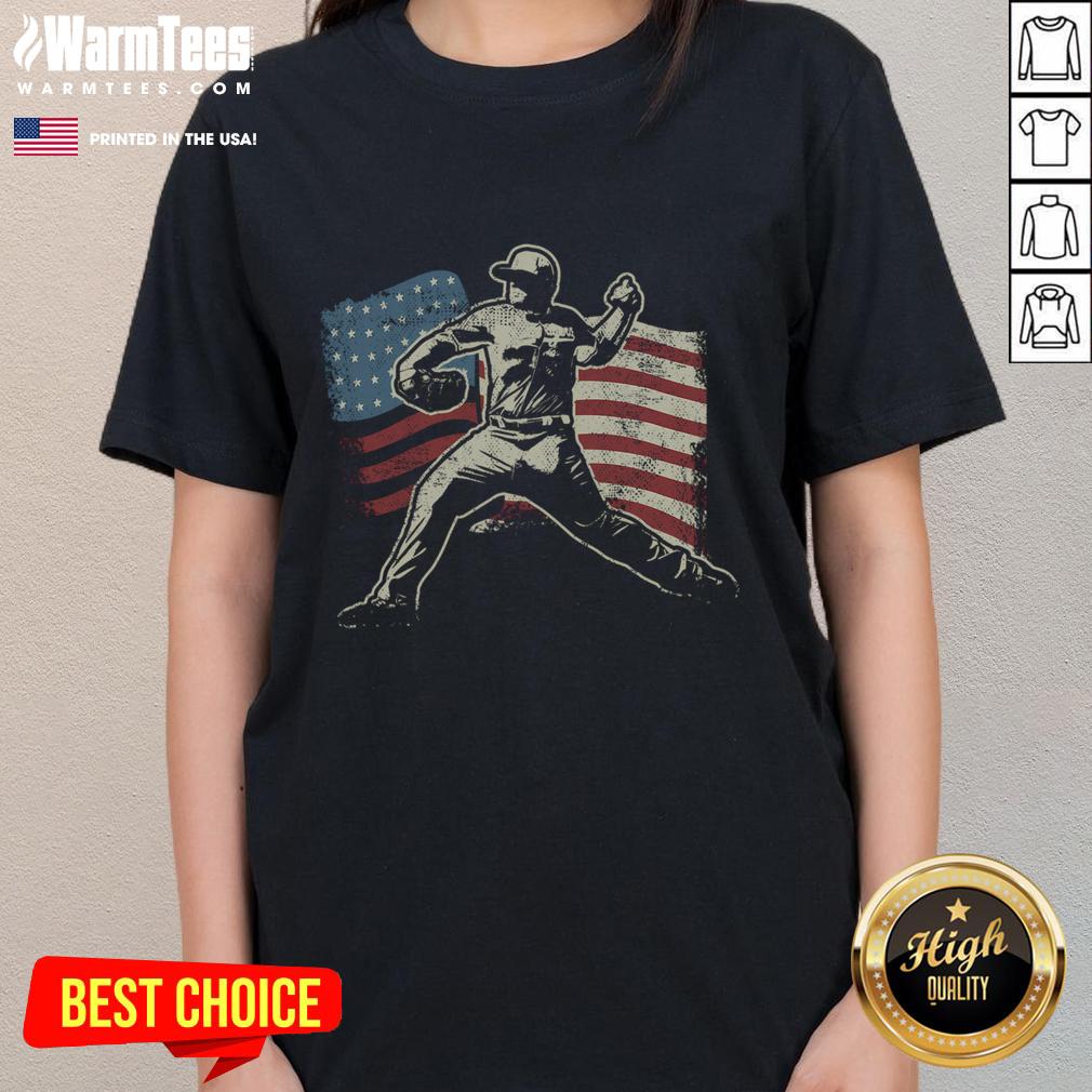 Awesome Patriotic American Flag Baseball Throw T-Shirt - Image 3