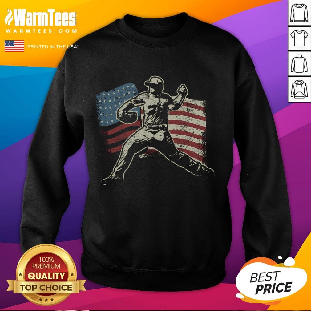 Awesome Patriotic American Flag Baseball Throw T-Shirt - Image 5