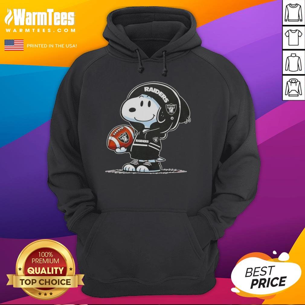 Awesome Peanuts Snoopy Wearing Hoodie Las Vegas Raiders And Smilling At Fans T-Shirt - Image 2