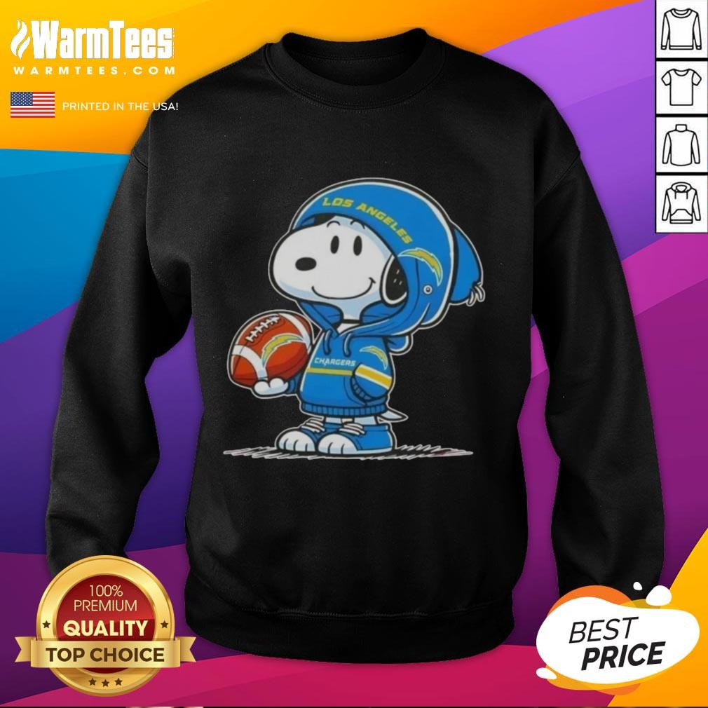 Awesome Peanuts Snoopy Wearing Hoodie Los Angeles Chargers And Smilling At Fans T-Shirt - Image 5