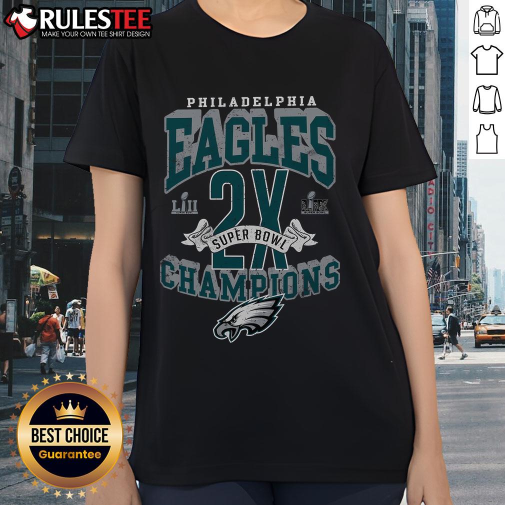 Awesome Philadelphia Eagles Two-Time Super Bowl Champions Yard Lines T-Shirt - Image 3