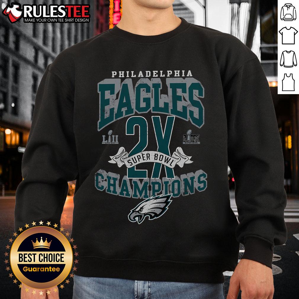 Awesome Philadelphia Eagles Two-Time Super Bowl Champions Yard Lines T-Shirt - Image 5