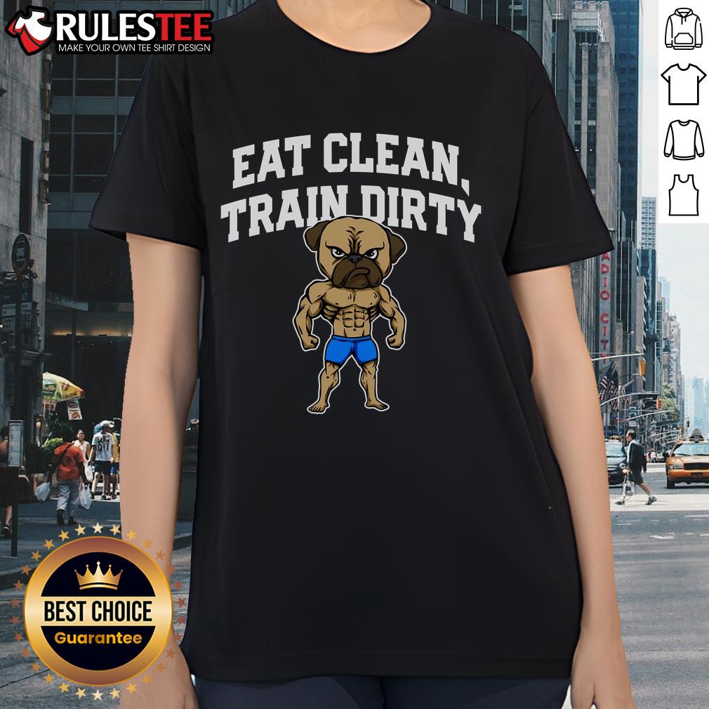 Awesome Pitbull Dog Eat Clean Train Dirty Workout Fitness Gym T-Shirt - Image 3