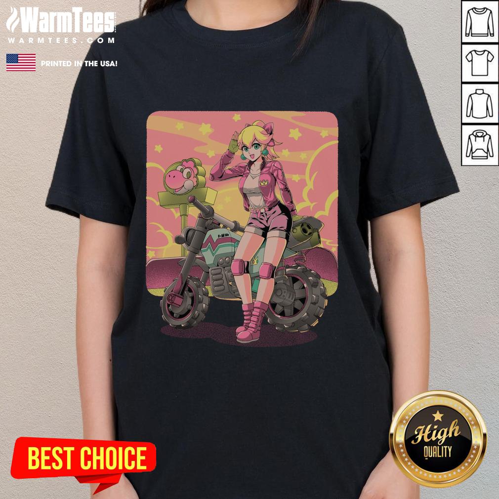 Awesome Princesses Peach Motorcycle Cross Country Retro Anime Gamer T-Shirt - Image 3