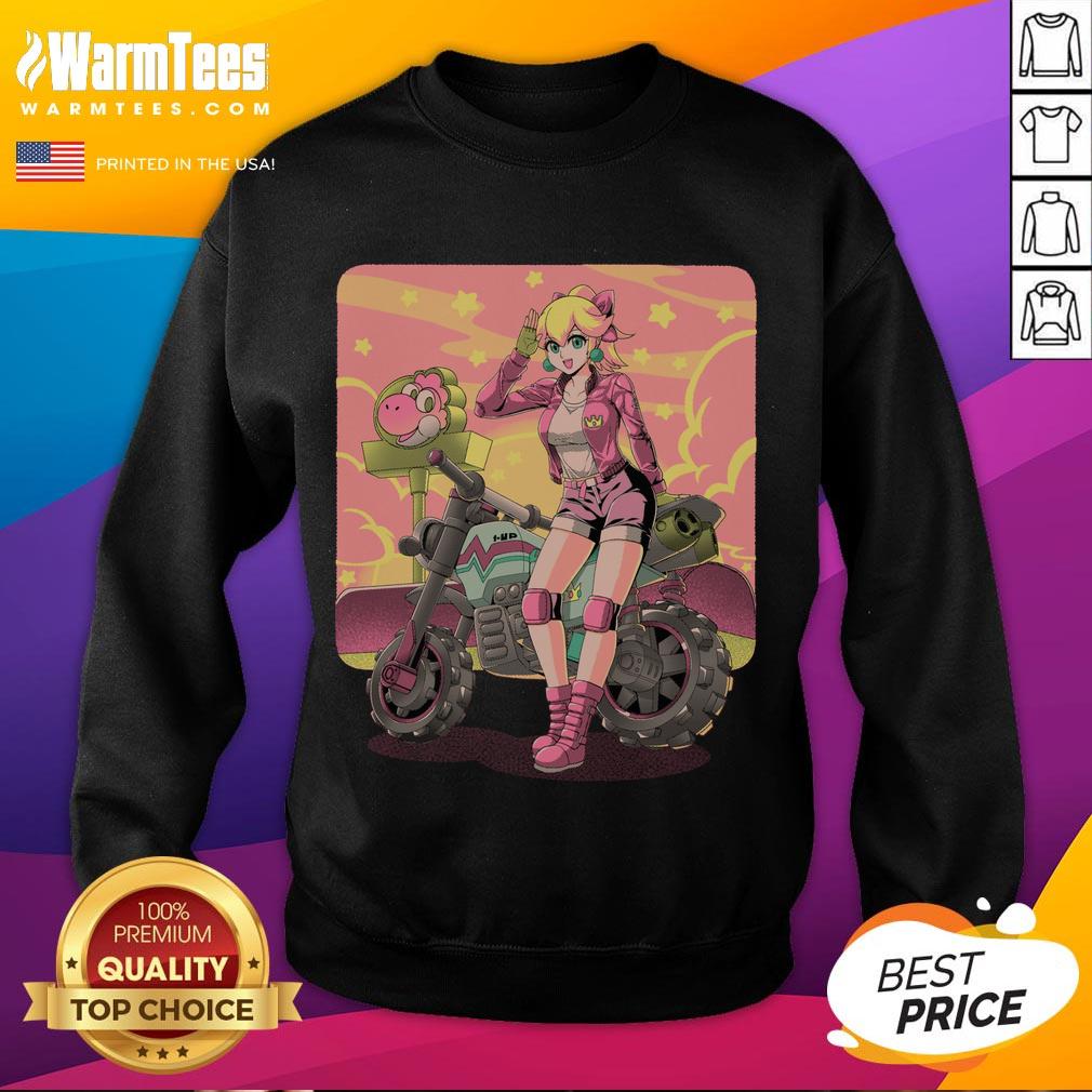 Awesome Princesses Peach Motorcycle Cross Country Retro Anime Gamer T-Shirt - Image 5