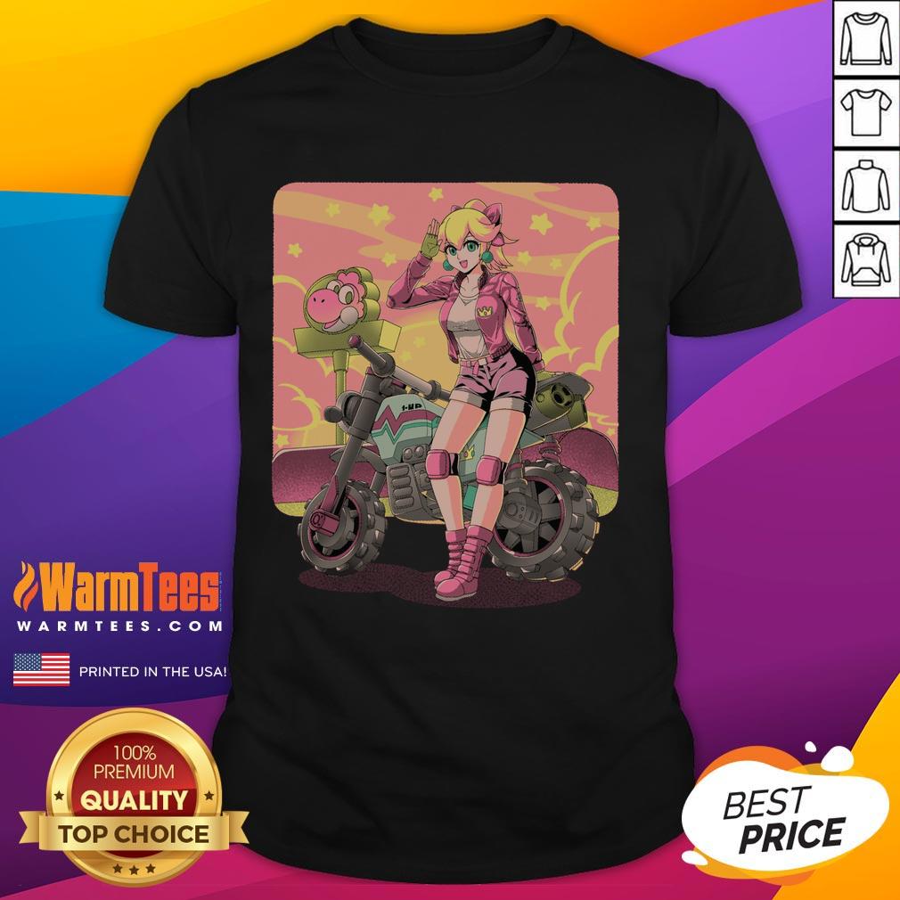 Awesome Princesses Peach Motorcycle Cross Country Retro Anime Gamer T-Shirt