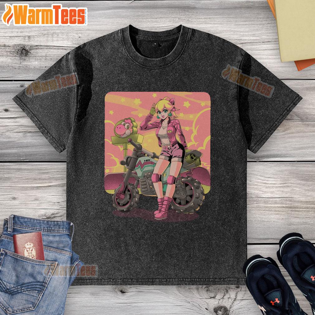Awesome Princesses Peach Motorcycle Cross Country Retro Anime Gamer T-Shirt - Image 6