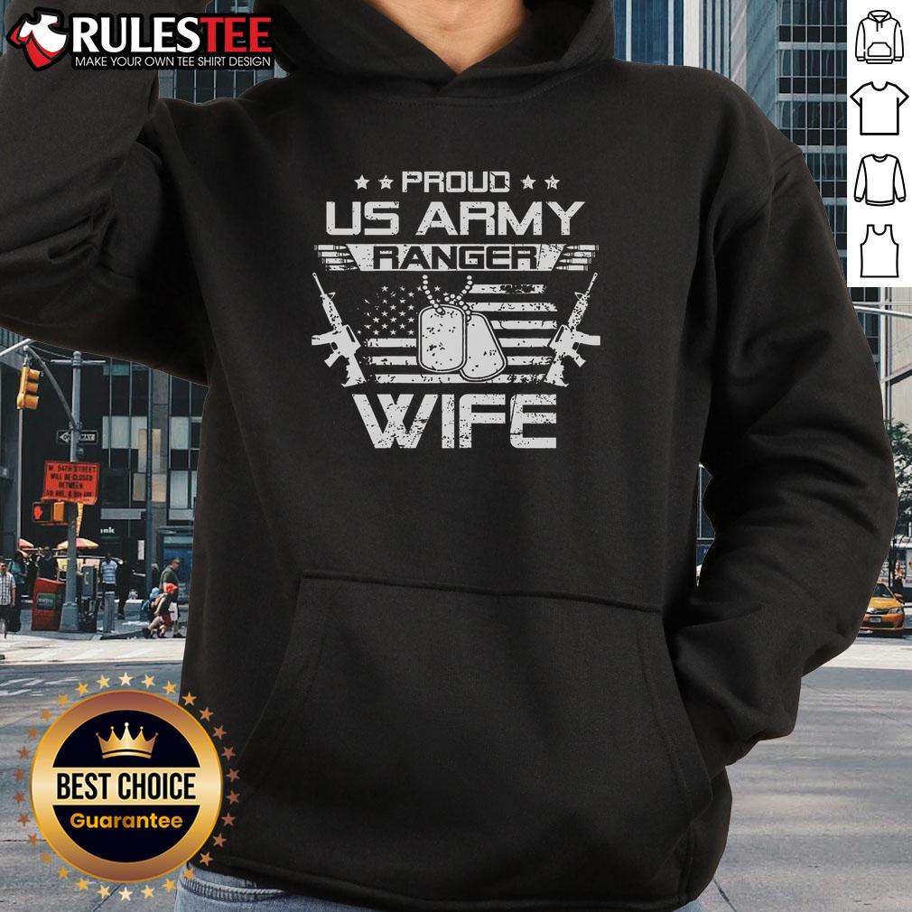 Awesome Proud Army Ranger Wife Flag American USA Military Veteran T-Shirt - Image 2