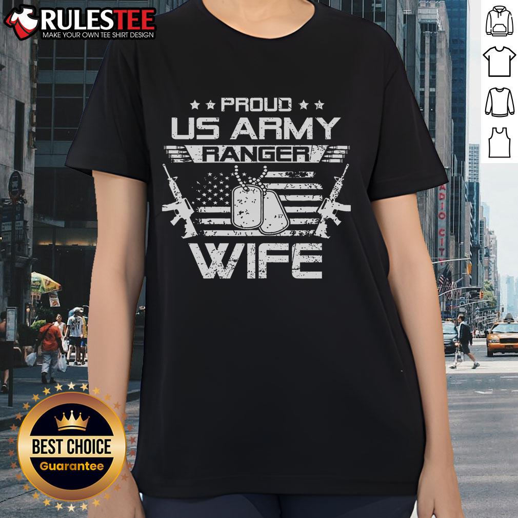 Awesome Proud Army Ranger Wife Flag American USA Military Veteran T-Shirt - Image 3