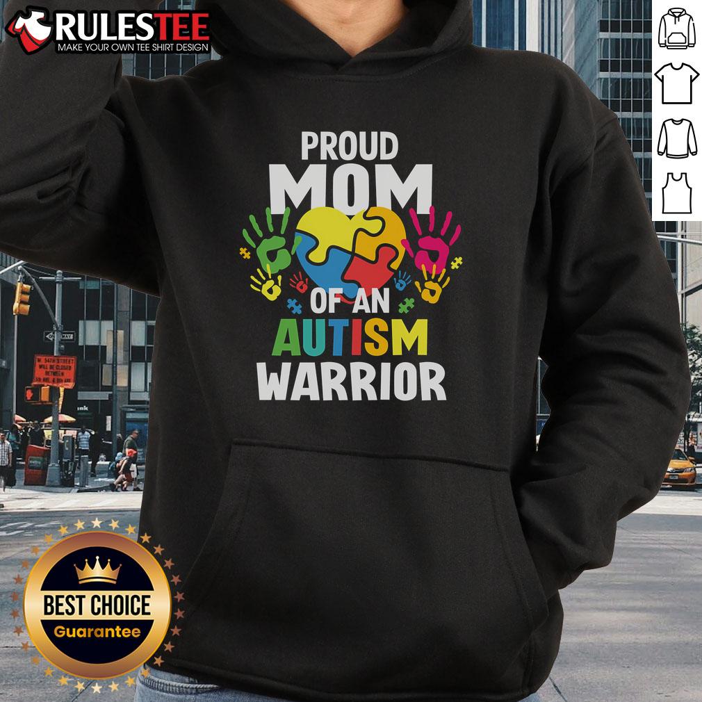 Awesome Proud Mom Of An Autism Warrior Autistic Son Daughter Ribbon T-Shirt - Image 2