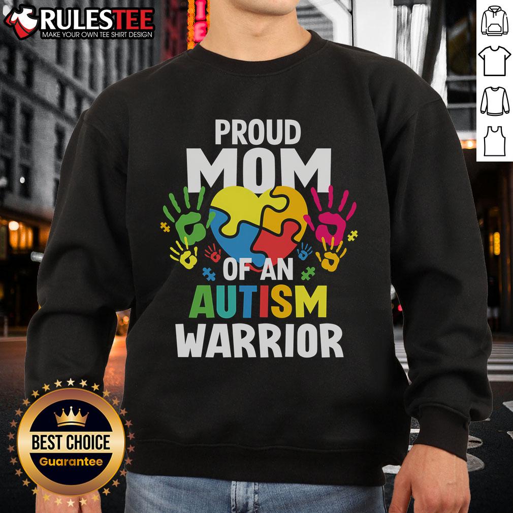 Awesome Proud Mom Of An Autism Warrior Autistic Son Daughter Ribbon T-Shirt - Image 5