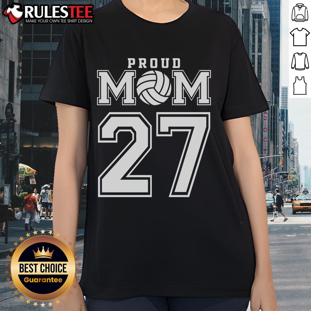 Awesome Proud Volleyball Mom Number 27 T-Shirt - Image 3