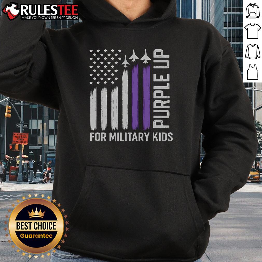 Awesome Purple Up For Military Flag USA Military Child Month T-Shirt - Image 2