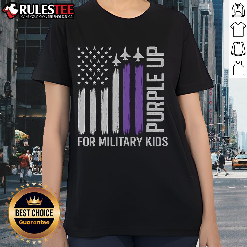 Awesome Purple Up For Military Flag USA Military Child Month T-Shirt - Image 3