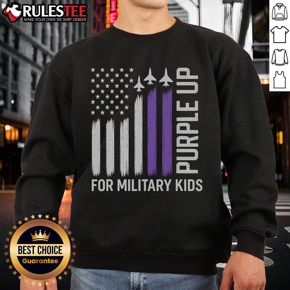 Awesome Purple Up For Military Flag USA Military Child Month T-Shirt - Image 5