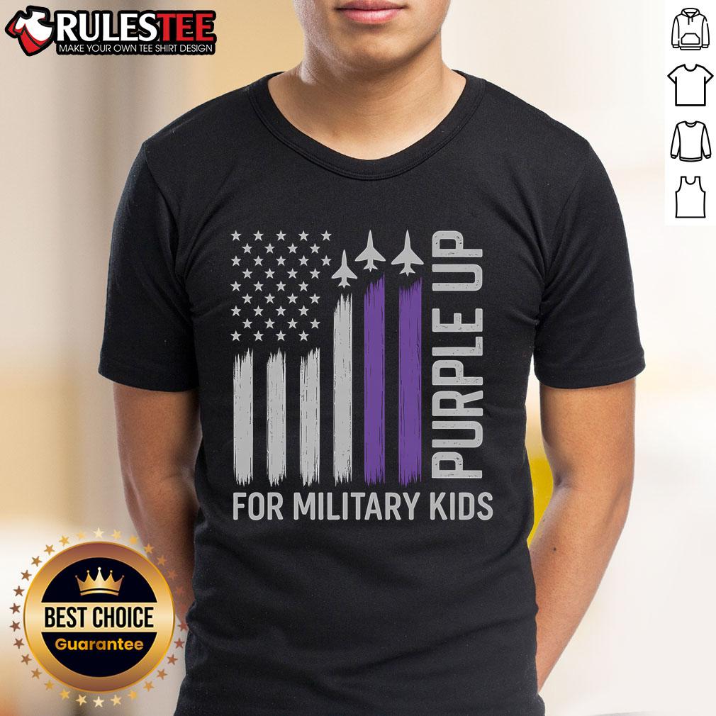 Awesome Purple Up For Military Flag USA Military Child Month T-Shirt