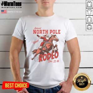 Awesome Retro Country Western Santa On Bucking Horse Christmas T-Shirt