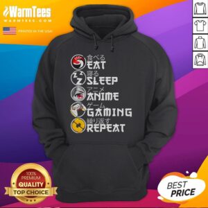 Alternative view of Awesome Retro Eat Sleep Anime Gaming Repeat Kawaii Anime Manga Gamer T-Shirt