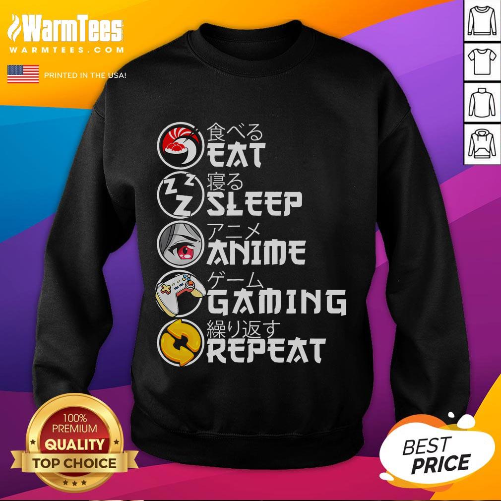 Awesome Retro Eat Sleep Anime Gaming Repeat Kawaii Anime Manga Gamer T-Shirt - Image 5