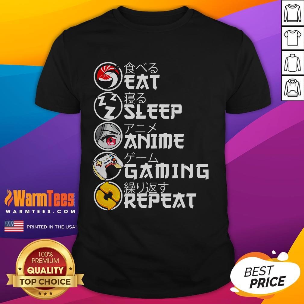 Awesome Retro Eat Sleep Anime Gaming Repeat Kawaii Anime Manga Gamer T-Shirt