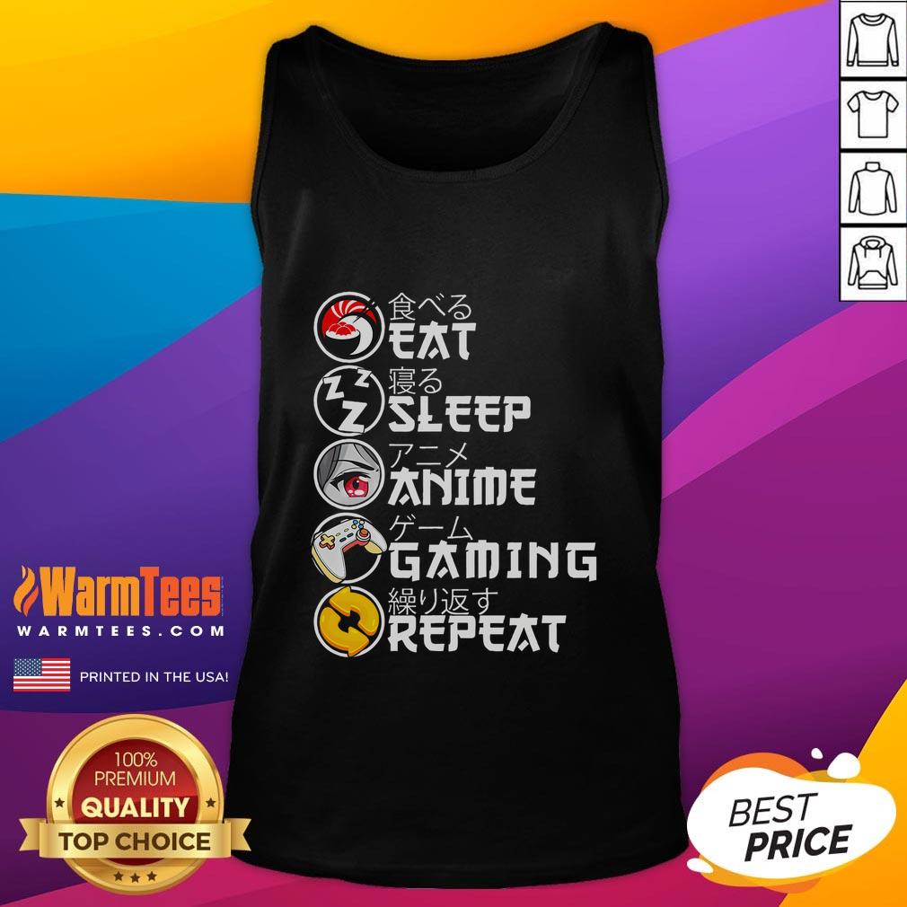 Awesome Retro Eat Sleep Anime Gaming Repeat Kawaii Anime Manga Gamer T-Shirt - Image 4