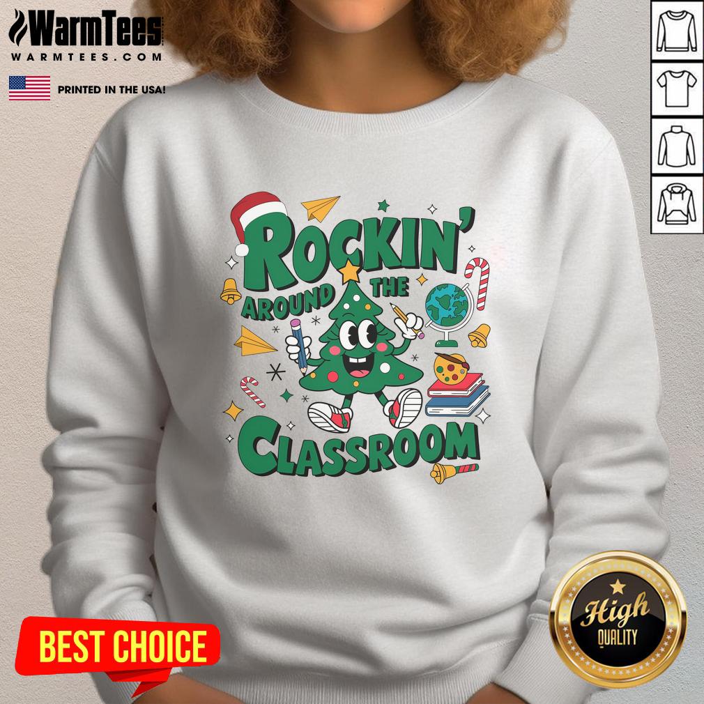 Awesome Rockin' Around The Classroom Christmas Holiday Xmas T-Shirt - Image 5