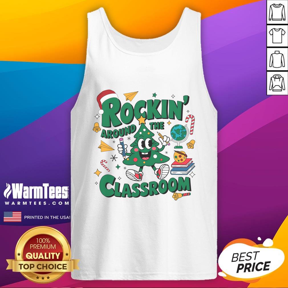 Awesome Rockin' Around The Classroom Christmas Holiday Xmas T-Shirt - Image 4