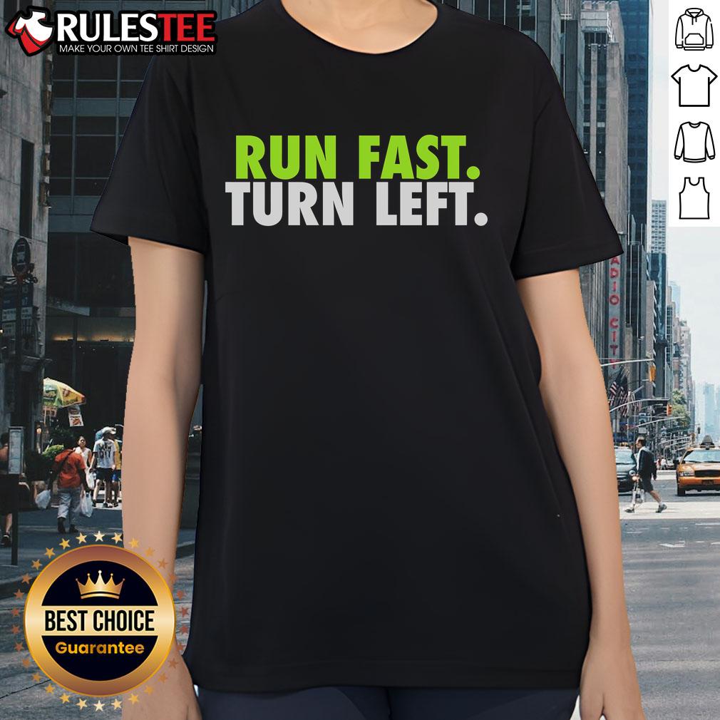 Awesome Run Fast Turn Left Track Runner Motivational Fitness T-Shirt - Image 3