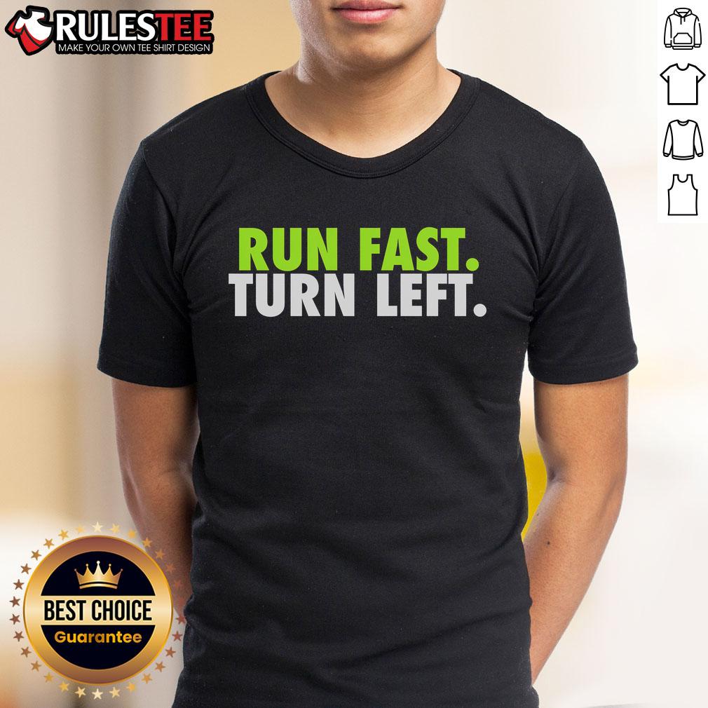 Awesome Run Fast Turn Left Track Runner Motivational Fitness T-Shirt