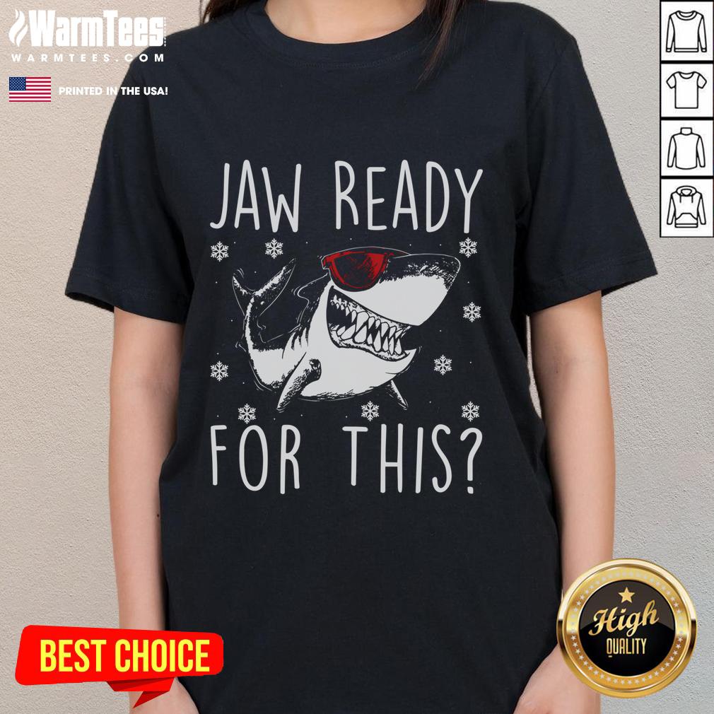 Awesome Shark Christmas Jaw Ready For This Snowflakes Sunglasses T-Shirt - Image 3