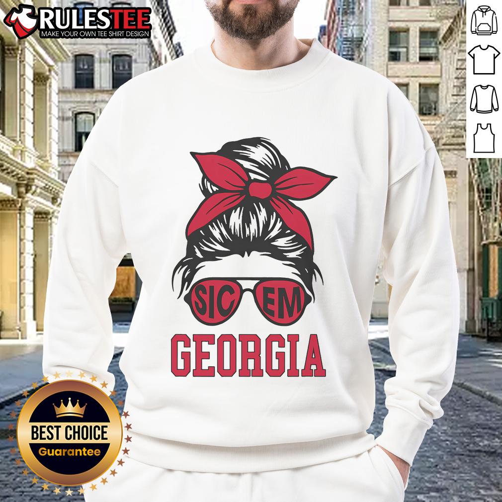 Awesome Sic Em Georgia Messy Bun T-Shirt - Image 5