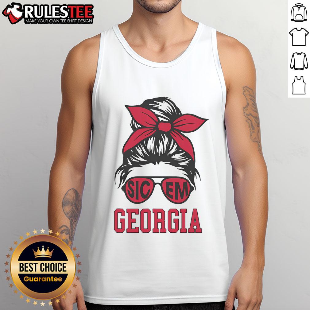 Awesome Sic Em Georgia Messy Bun T-Shirt - Image 4