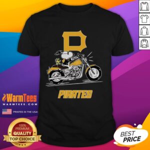 Awesome Snoopy And Woodstock Driving Motorbike Pittsburgh Pirates T-Shirt