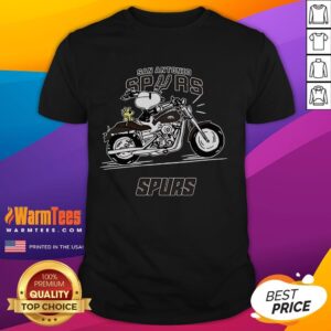 Awesome Snoopy And Woodstock Driving Motorbike San Antonio Spurs T-Shirt