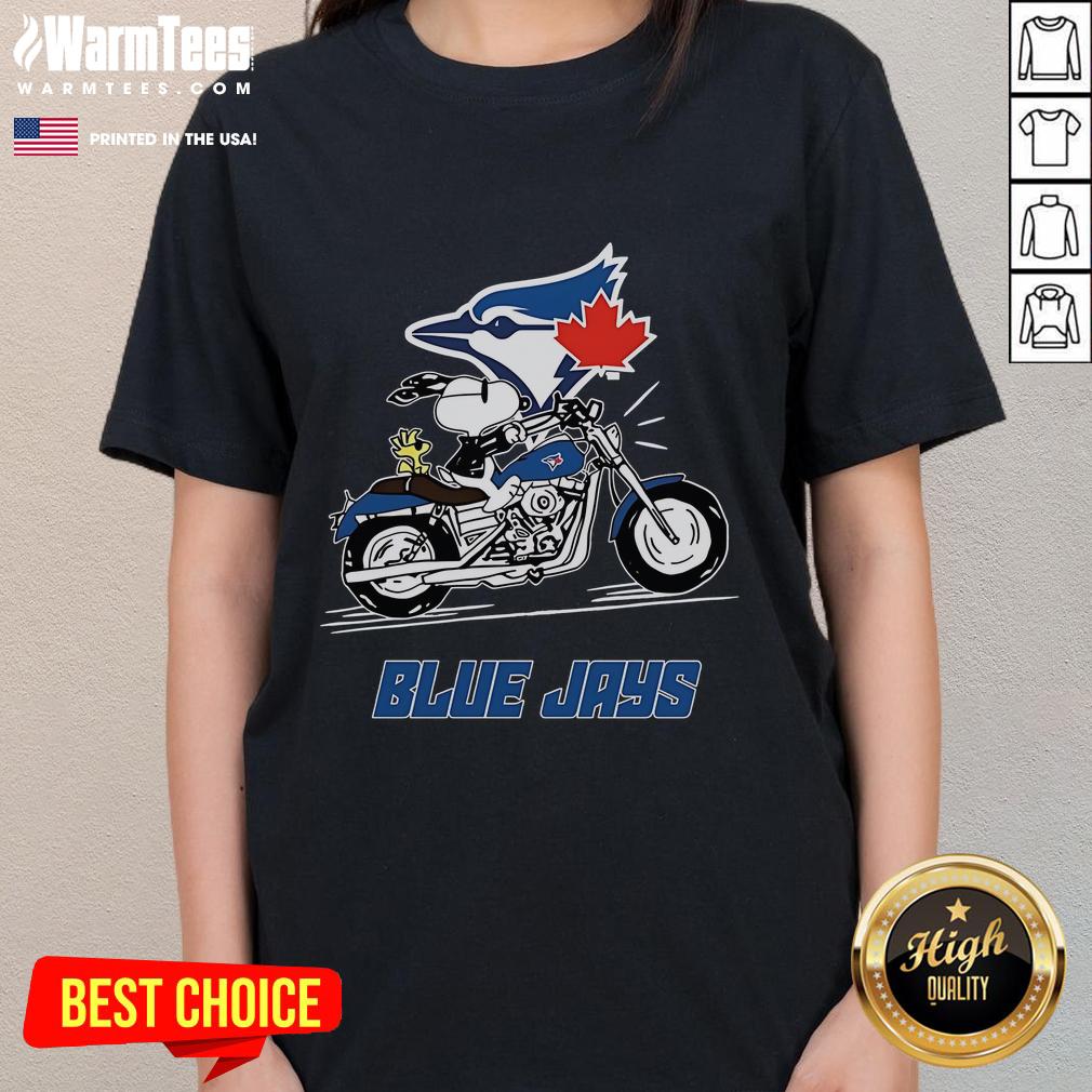 Awesome Snoopy And Woodstock Driving Motorbike Toronto Blue Jays T-Shirt - Image 3