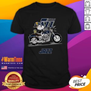 Awesome Snoopy And Woodstock Driving Motorbike Utah Jazz T-Shirt