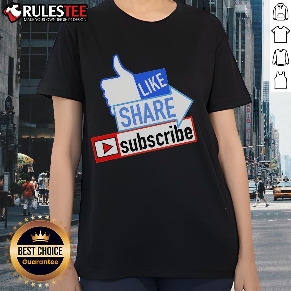 Awesome Social Media Like Share Subscribe T-Shirt - Image 3