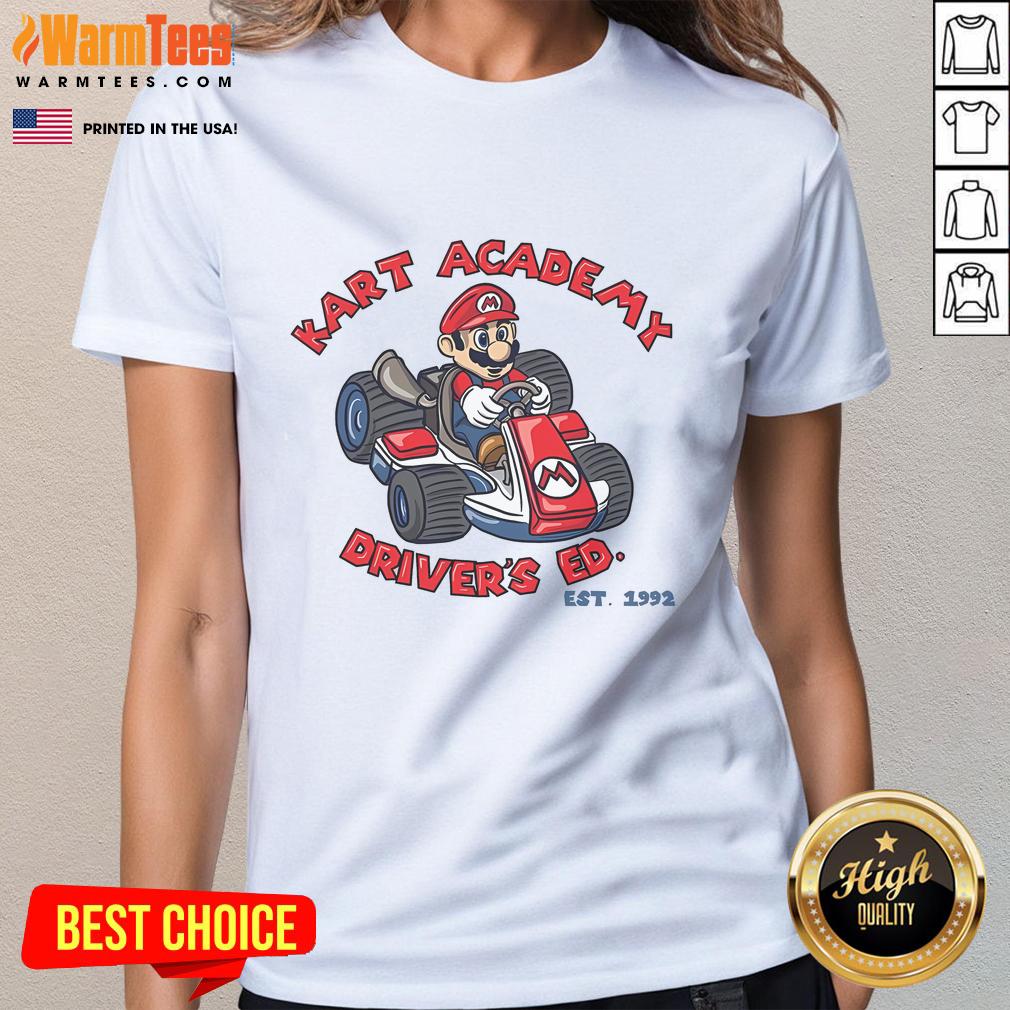 Awesome Super Mario Kart Academy Driver's Ed Est 1992 T-Shirt - Image 3