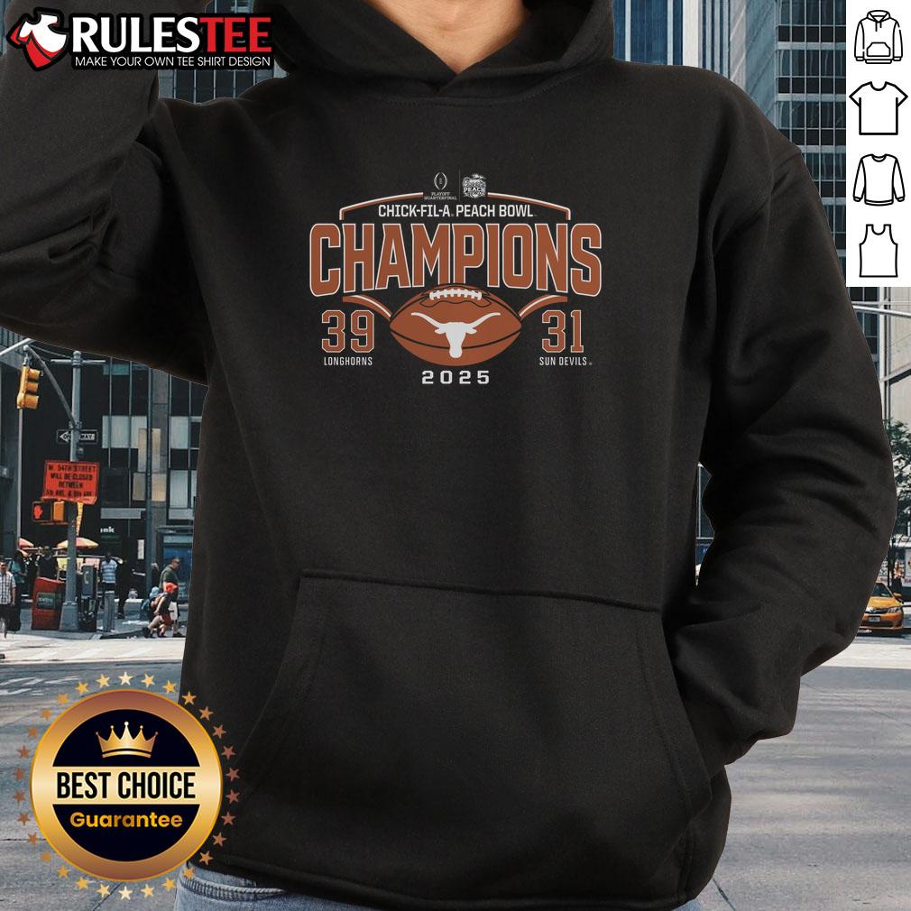 Awesome Texas Longhorns College Football Playoff 2025 Peach Bowl Champions Victory Ahead T-Shirt - Image 2
