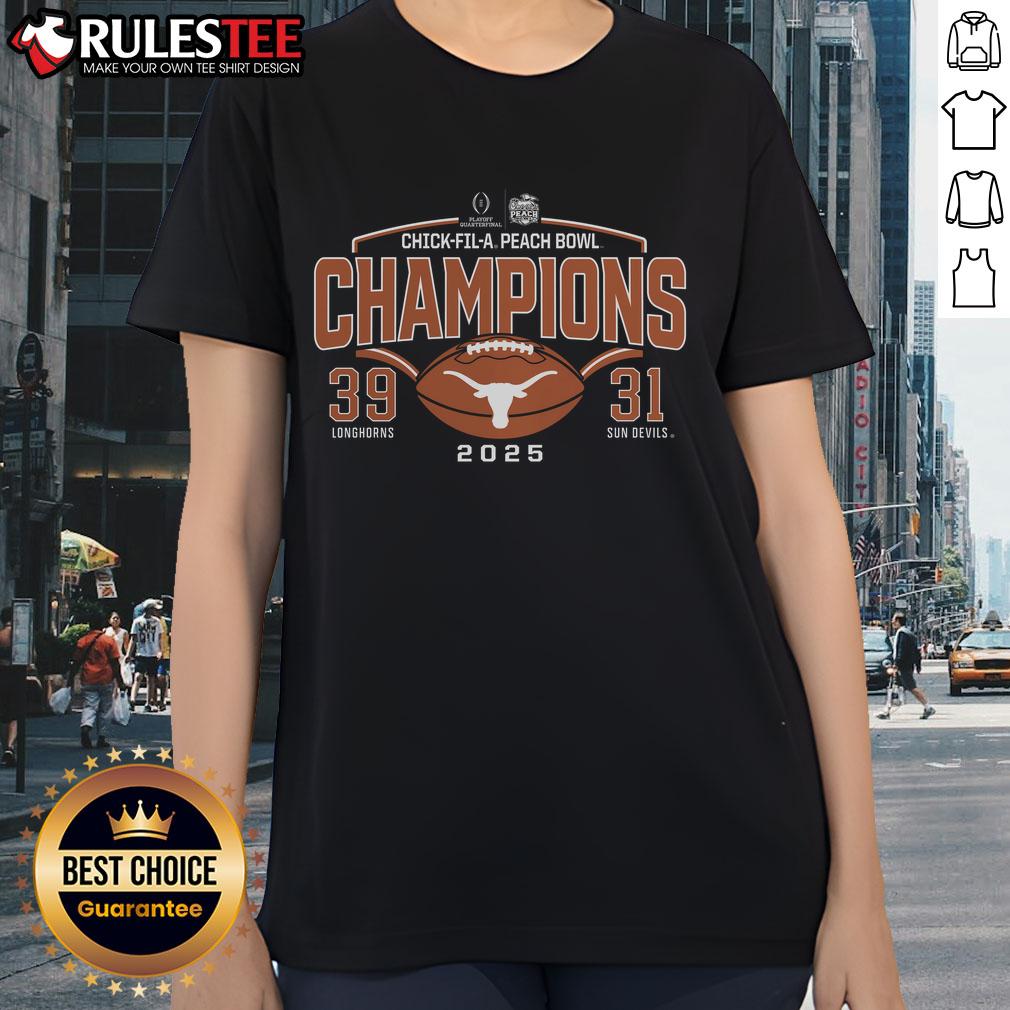 Awesome Texas Longhorns College Football Playoff 2025 Peach Bowl Champions Victory Ahead T-Shirt - Image 3