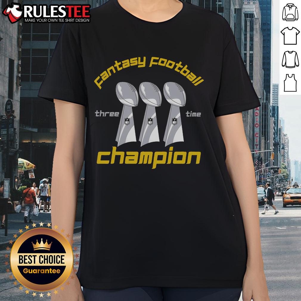 Awesome Three Time Fantasy Football League Champion Trophy T-Shirt - Image 3