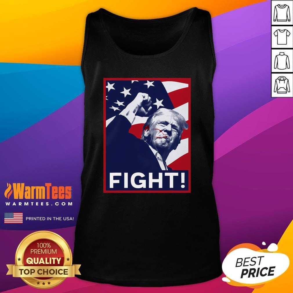 Awesome Trump Fight Fist Pump US Flag Poster 2024 T-Shirt - Image 5